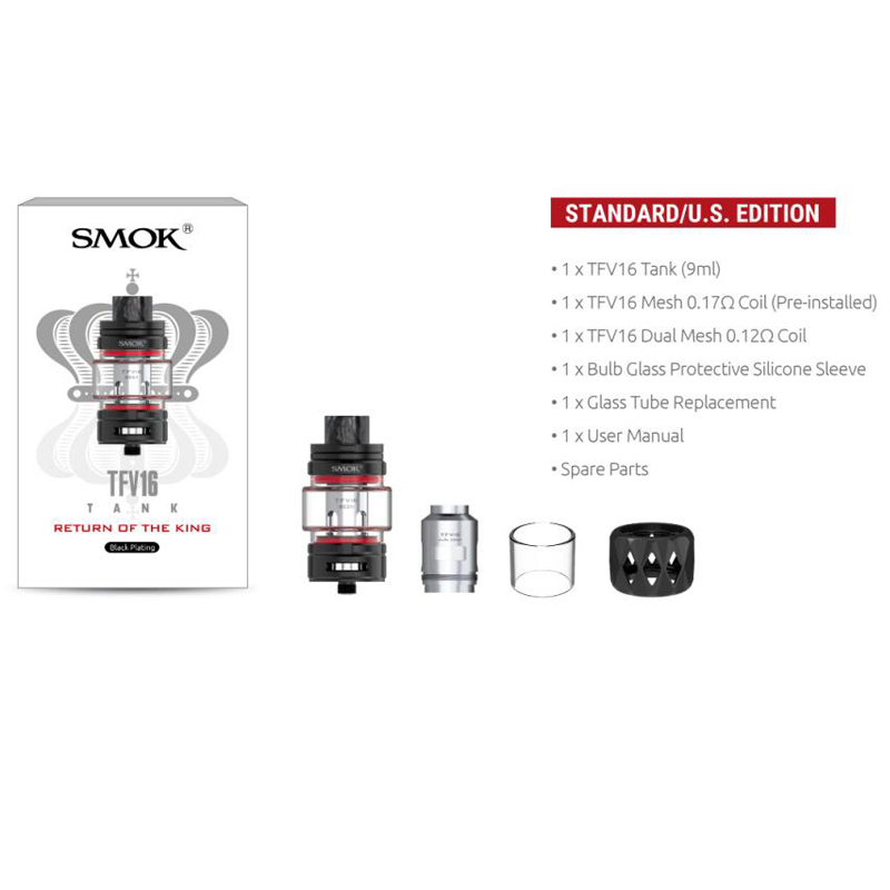 

100% Authentic SMOK TFV16 Tank 9ml FV16 Dual Mesh coils Top Filling TV16 tank Atomizer DHL Shipping