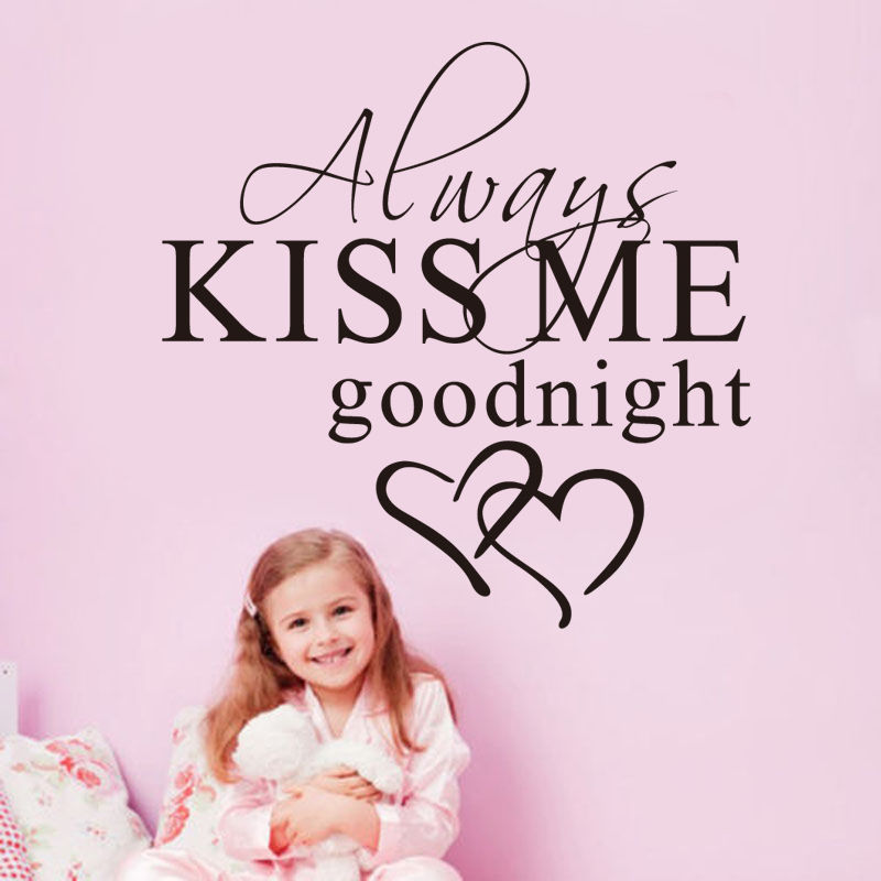 

Romantic always kiss me goodnight Wall Sticker Home Decoration Decal For Bedroom PVC Art Mural Patterns Creative Stickers