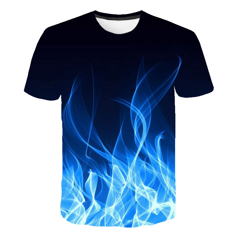 

Blue Flaming tshirt Men Women t shirt 3d t-shirt Black Tee Casual Top Anime Camiseta Streatwear Short Sleeve Tshirt Asian size, Red