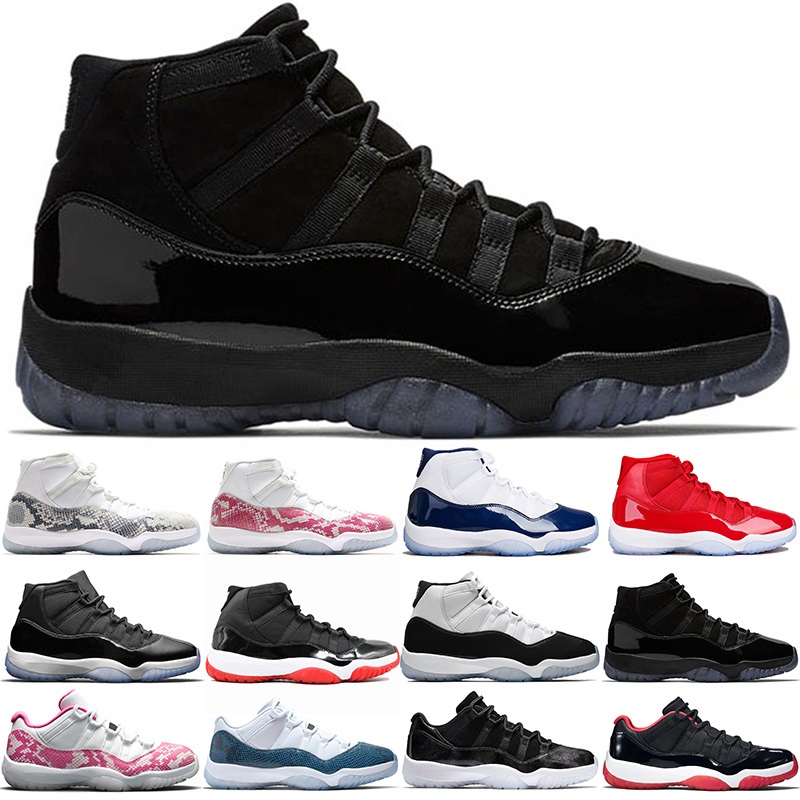 

New Arrival 11 Pin Navy Snakeskin 11s Men Women Basketball Shoes Concord 45 Bred Space Jam Cap and Gown Athletic Sports Sneakers, Low snakeskin white