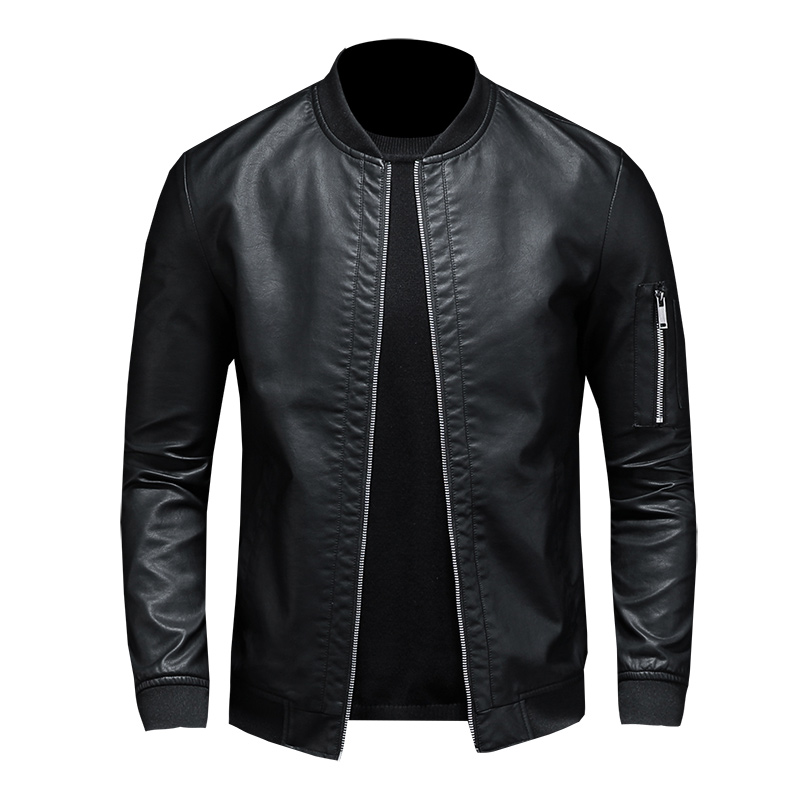 

Men's Jackets 2021 Autumn And Winter Korean Slim Leather Baseball Collar Jacket /men's Motorcycle, As pic