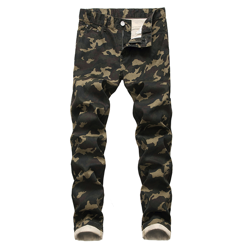 

Sokotoo Men's camouflage print jeans Casual plus big size army green slim straight stretch pants, 1553-6