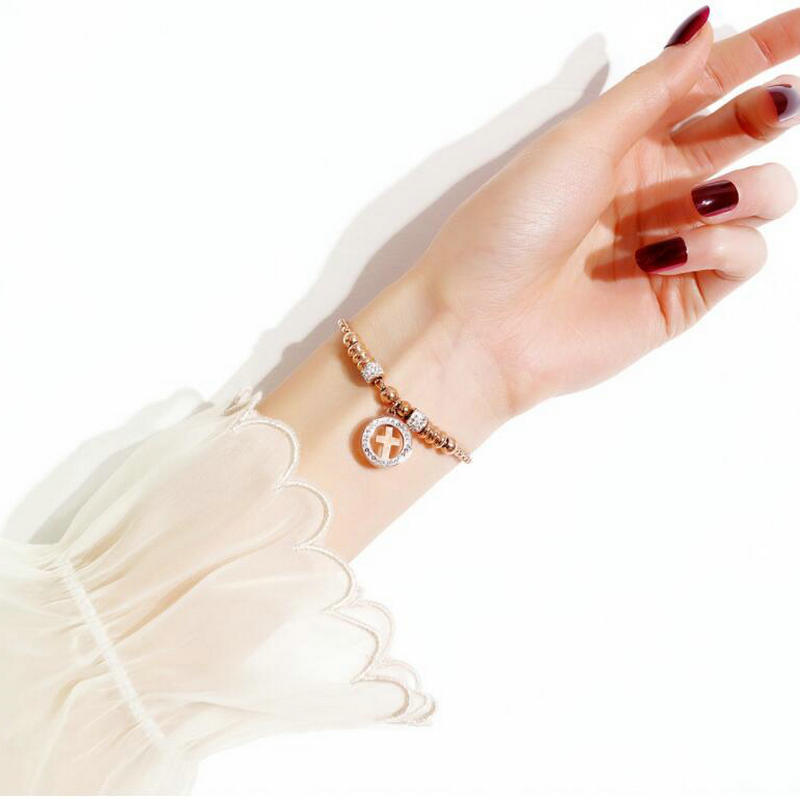 

Link, Chain Women's Stainless Steel Bracelet Fashionable And Simple Wild Cross
