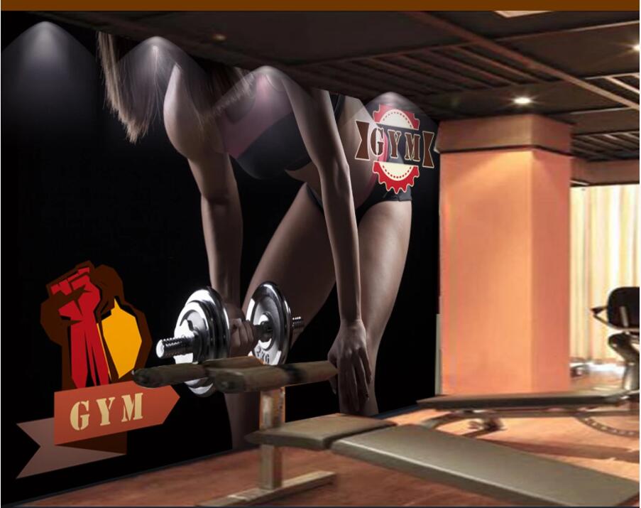 

custom photo 3d wallpaper Gym fitness equipment background tooling living room home decor 3d wall murals wallpaper for walls 3 d, Non-woven