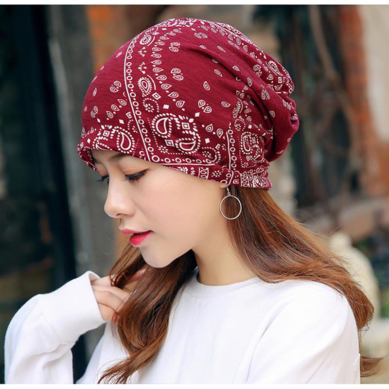 

1PC Cashew Pattern Headwear Cotton Headscarf Fashion Sun Cap Soft Maternity Hat for Men Women Decoration (Dark Red, White