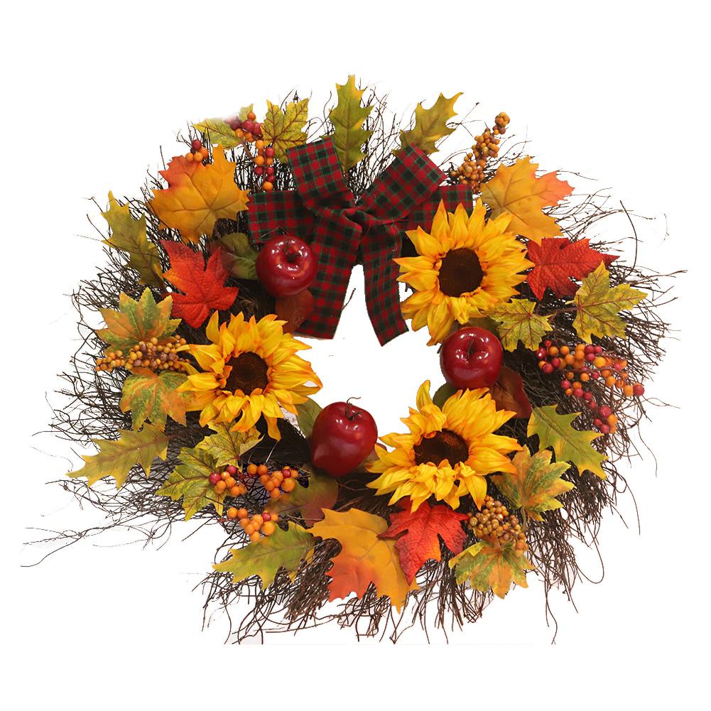 

LanLan 2018 New Arrival 17.7inch Delicate Simulation Wreath Autumn Color Door Decorations wreath For Thanksgiving Day-25, 45cm