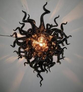 Black Glass Arts Lamp 100% Handmade Murano Lamps for Bedroom Living Room Wall Sconce Lighting-image-455756666