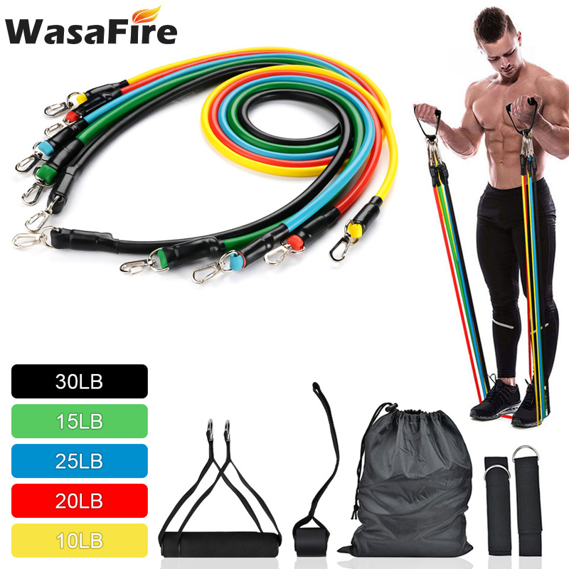 

Wasafire 11 Pcs/Set Latex Resistance Bands Exercise Yoga Body Training Tubes Pull Rope Chest Expander Pilates Fitness With Bag