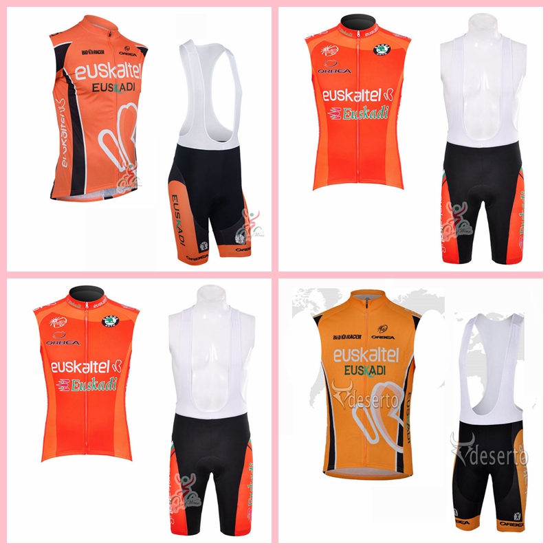 

EUSKALTEL team Cycling Sleeveless jersey Vest bib shorts sets Quick drying Comfortable Slim fit men Outdoor Sports X71910, Black;red