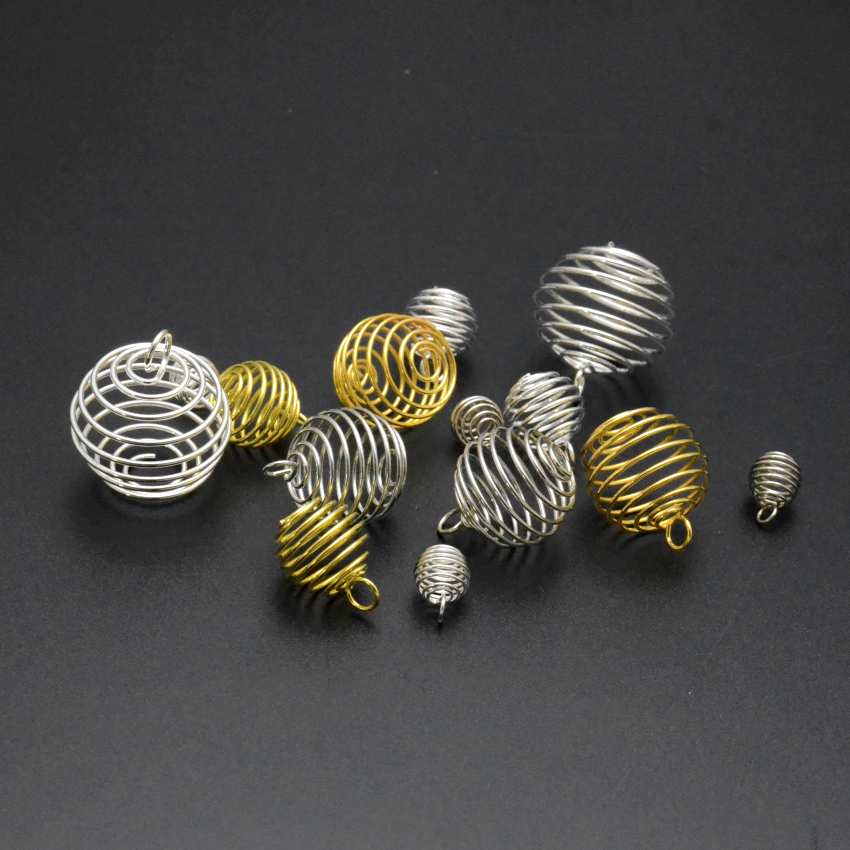 20PCS Gold Plated Lantern Coil Pendant Charm Beads Cages Jewellery 23*18MM