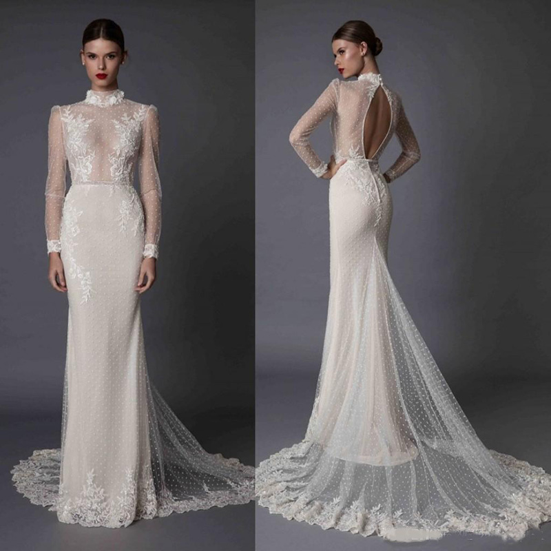 long sleeve fishtail wedding dress