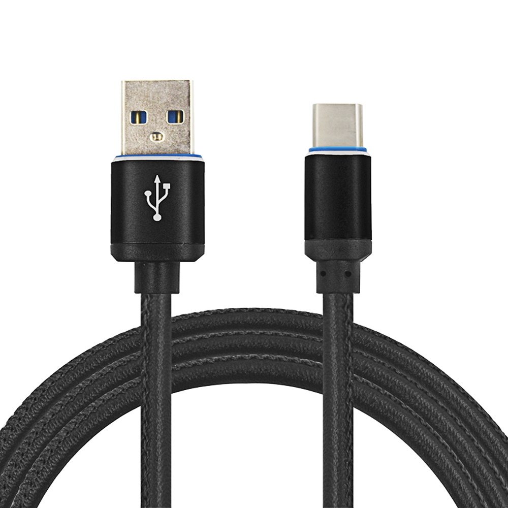 

Mini Smile 3.4A Quick Charge Leather Type-C To Usb Charging Cable with High-Speed Data Transmission 100CM, Black