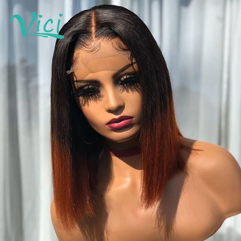 

4x4 Closure Wig 1b/30 Honey Blonde Lace Front Wigs With Baby Hair Short Bob Wigs Human Hair Blunt Cut 13x4 Lace Frontal Wig