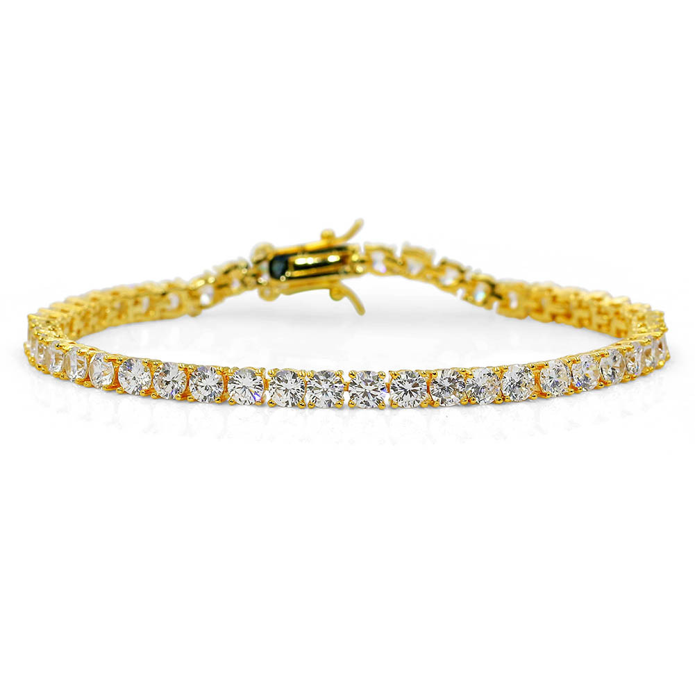

Man Hip-hop 4mm Gold Bracelet Micro Zircon Bracelet