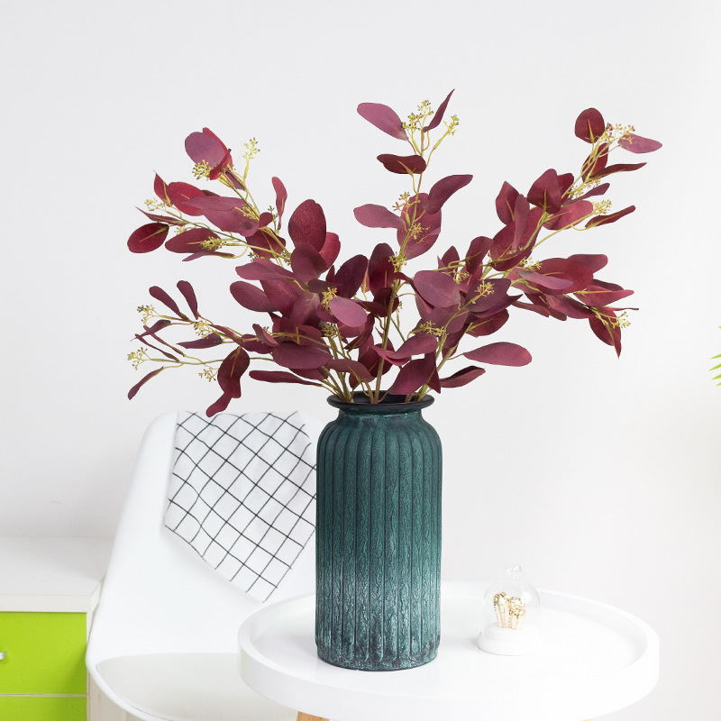 

5Pcs Eucalyptus Bundle Faux Flowers Evergreen tree artificial Plants para decoracion home wedding decor, Bean paste