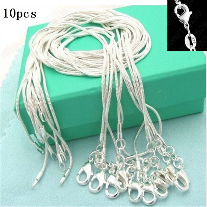 

10pcs/lot Promotion! wholesale 925 sterling silver necklace 1mm snake chains for pendant charms necklace women jewelry 16-30inch