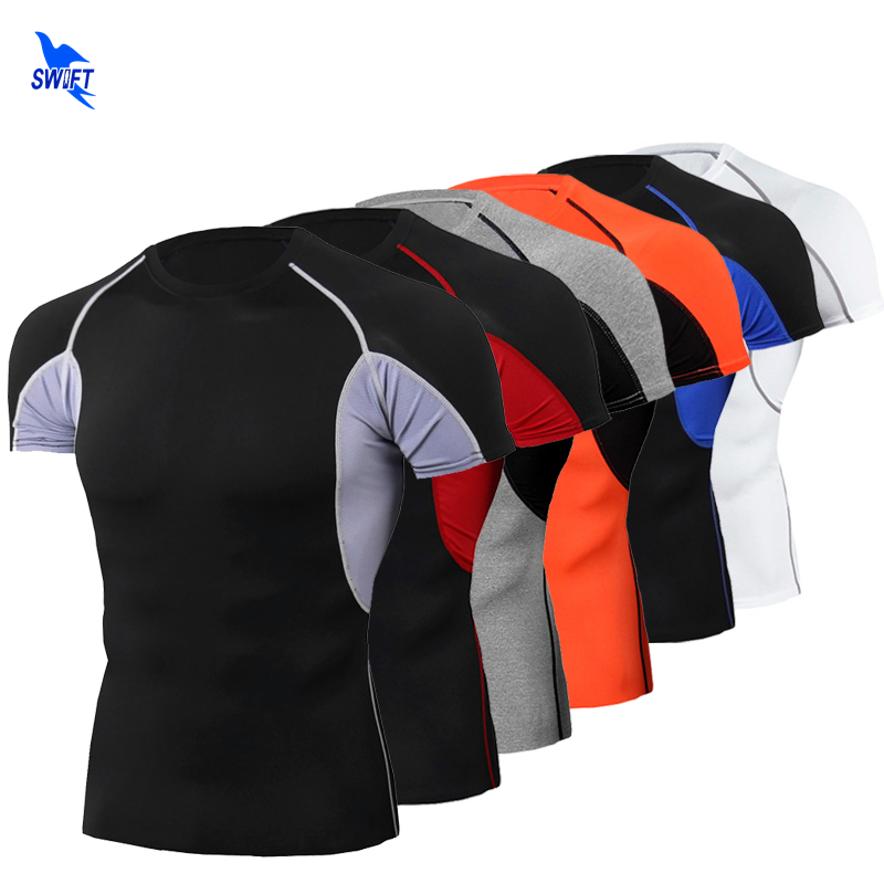 

Summer Breathable Mens Sport Compression Running Shirt Short Sleeve Running T Shirt Rashgard Male Quick Dry Clothing Sportswear, Td91