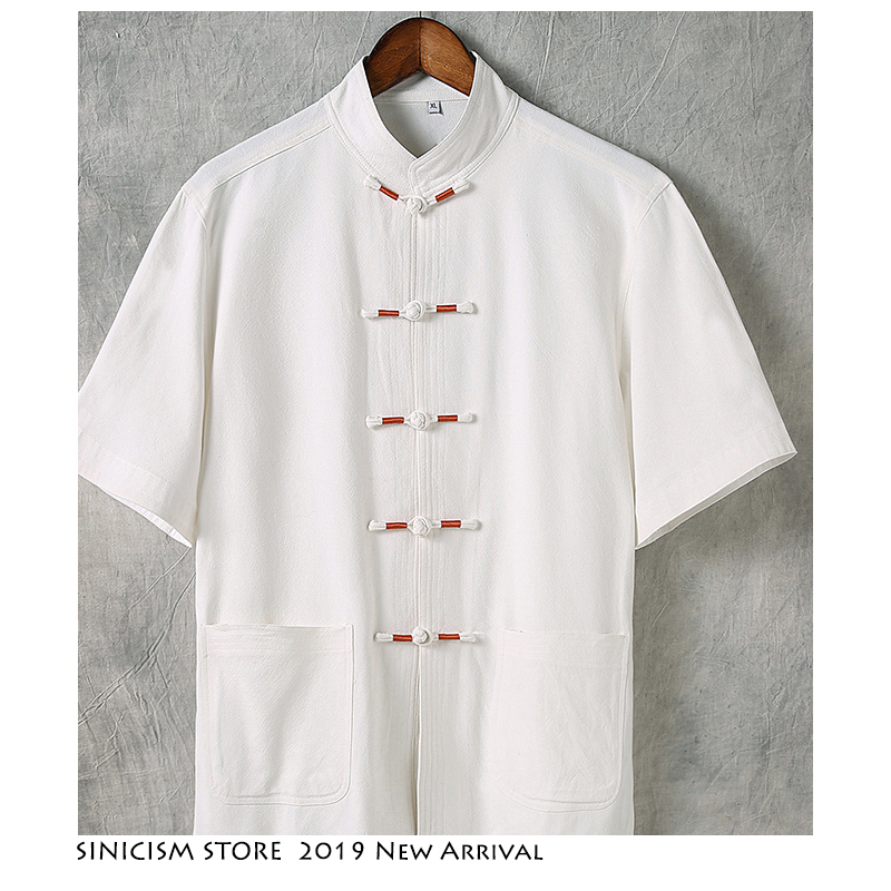 

Sinicism Store Men Buckle Solid Tshirts 2019 Cartoon Cotton Linen Tshirt Mens Chinese Style T-shirt Loose Fashion T Shirts 4XL, Darkblue