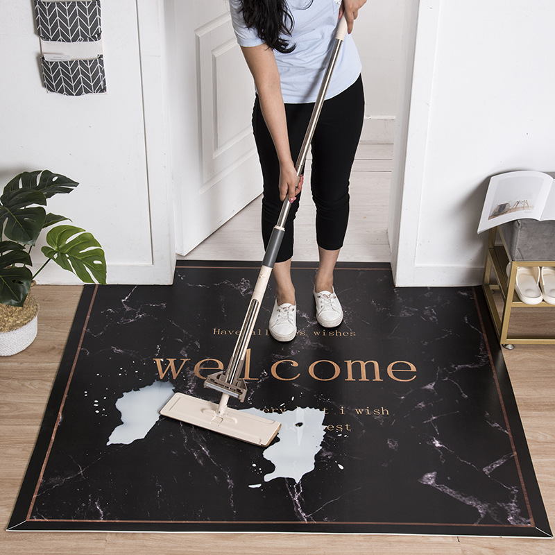 

Marbling Doorway leather floor mat waterproof non-slip bathroom carpet oilproof kitchen floormat DIY custom made Entrance rug