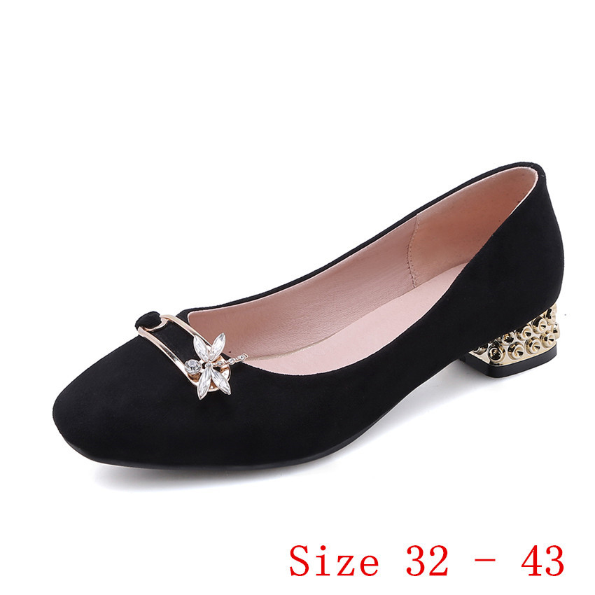 

Low High Heels Women Pumps Low High Heel Shoes Stiletto Woman Party Shoes Kitten Heels Small Plus Size 32 33-40 41 42 43, Black