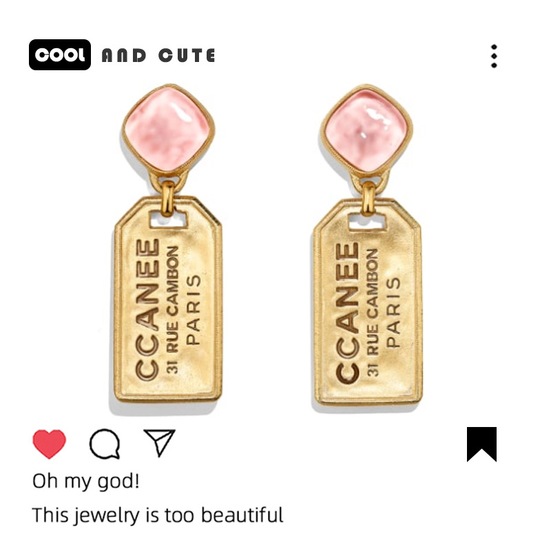 

high quality design vintage earrings letter pink pearl long stud earring for women s925 post jewelry 2020