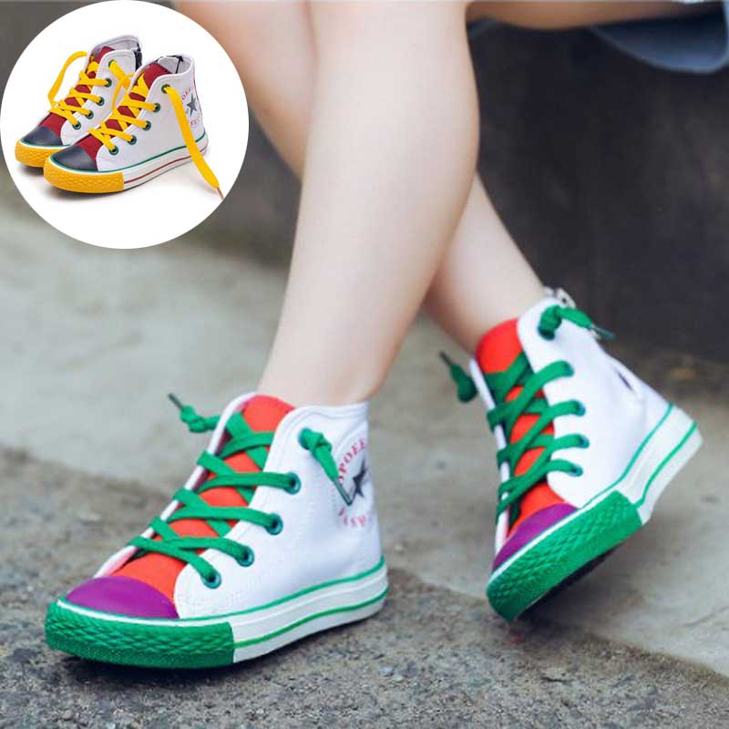 

Children Shoes For Girl Baby Sneakers Patchwork Spring 2019 Fashion High Top Canvas Toddler Boy Shoe Kids Classic Canvas Shoes #65, Black;red