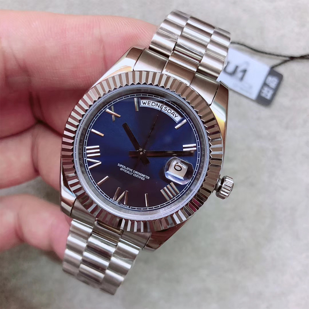 

U1 Factory St9 Steel News Men Watches Blue Roman Dial DAY DATE Daydate Automatic Mechanics 41MM Sapphire Glass Stainless 238239 118239 mens watch, No watch only for shipping cost