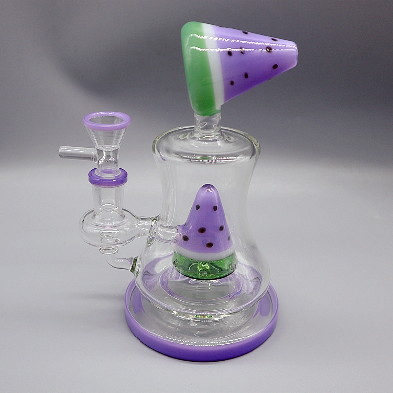 

2020 new 7 inch Watermelon theme glass water bongs 14mm female joint recycler glass oil burner pipe water bongs