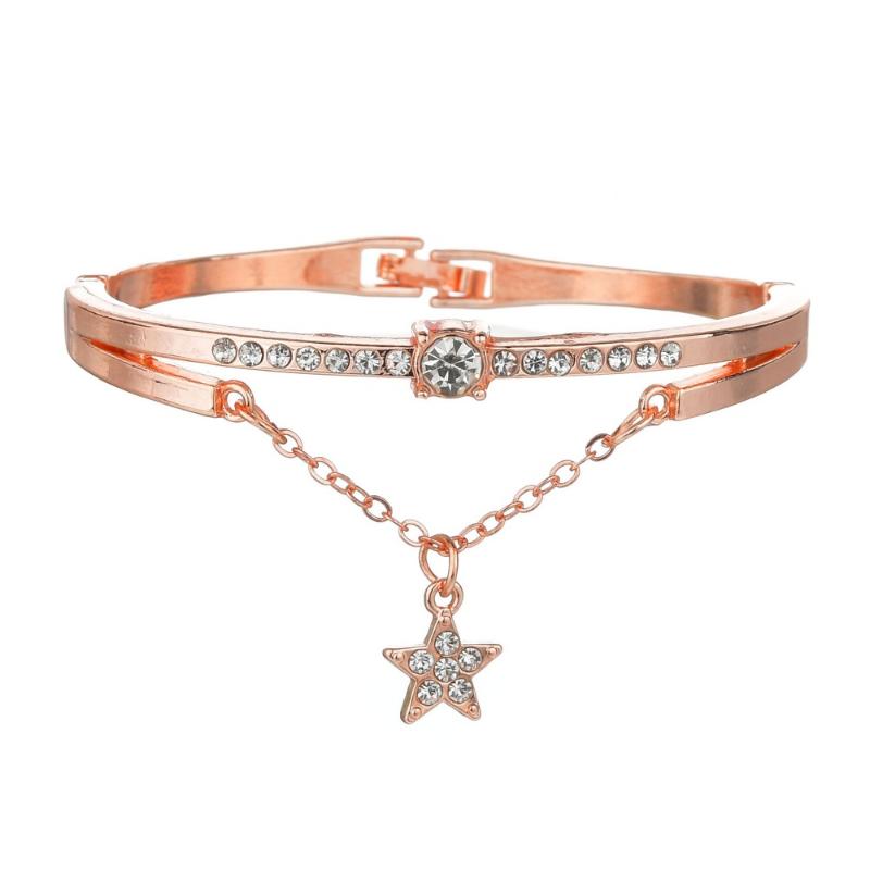 

2020 NEW Women Bangle Party Jewelry Silver Rose Gold Color Exquisite Crystal Rhinestone Star Pendant