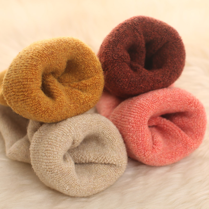 

4pair women Merino brand wool socks socks Japanese style thick winter warm cashmere tube slippers Simple style crew, Beige