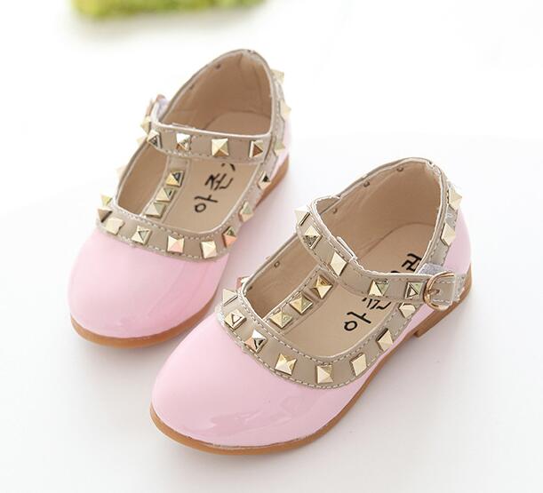 

2020 New Toddler Baby Rivet Leather Shoes Kids Girl Elegant PU Shoes Princess Shoes Children Rome Sandals, Red