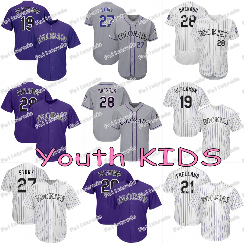 

Youth Kids Colorado Jersey Nolan Arenado David Dahl Charlie Blackmon Trevor Story Rockies Kyle Freeland Daniel Murphy Carlos Gonzalez Jersey, Purple