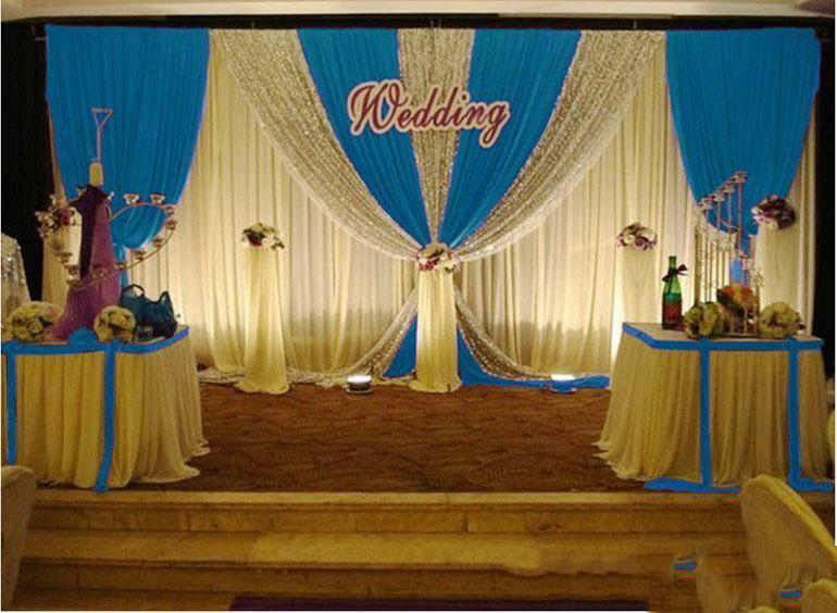 3M*6M White color ice silk Wedding Backdrop Curtains Silver Sequins drapes Wedding Props Satin Drape curtain party decoration-image-454516355