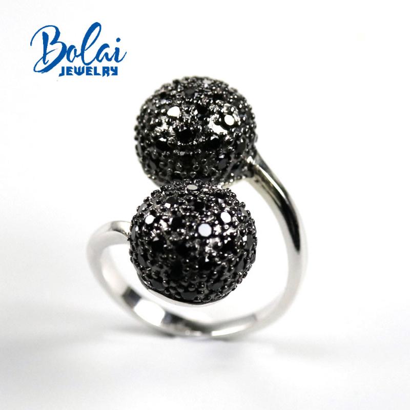

Cluster Rings 925 Sterling Silver Natural Gemstone Black Spinel Ring,Simple Style Design, Suitable For Daily Wear Of Accessories