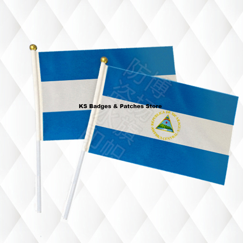 

Nicaragua Hand Held Stick Cloth Flags Safety Ball Top Hand National Flags 14*21CM 10pcs a lotLesotho