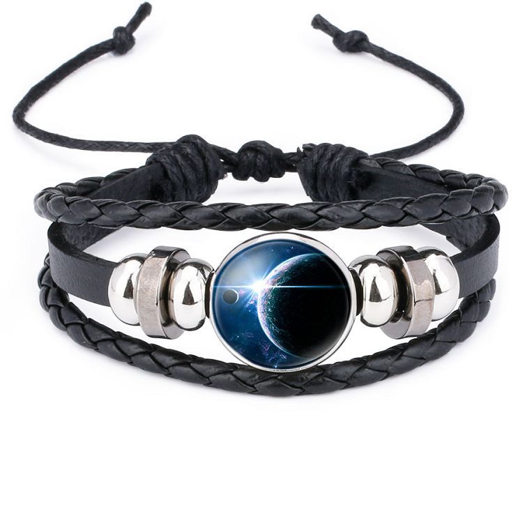 

Universe Sky moon charm glass cabochon bracelet Adjustable multilayer bracelets women kids fashion jewelry will and sandy