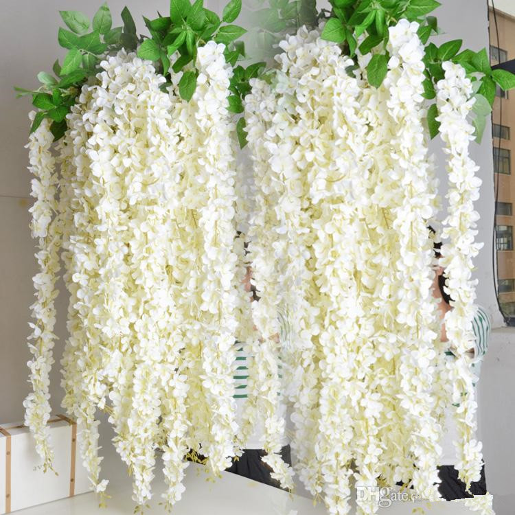 

super Long Elegant Artificial Silk Flower Wisteria Vine Rattan For Wedding Centerpieces Decorations Bouquet Garland Home Ornament, Customize