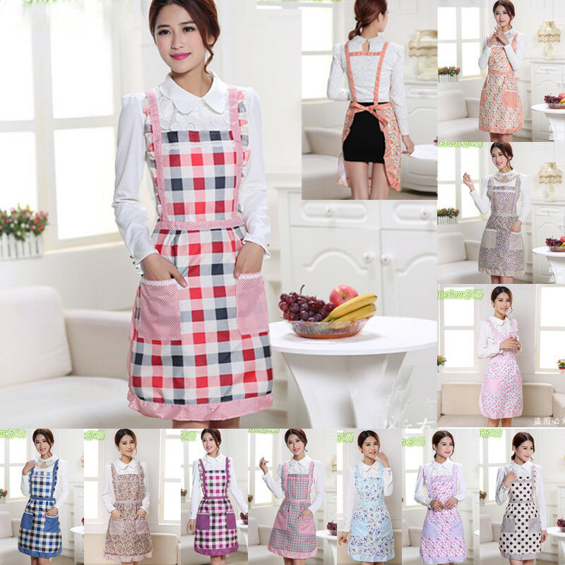 

2019 Newest Women Funny Plaid Aprons Chefs Kitchen Vintage Novelty + Pockets For Cooking BBQ Xmas Cleaning Sleeveless Apron