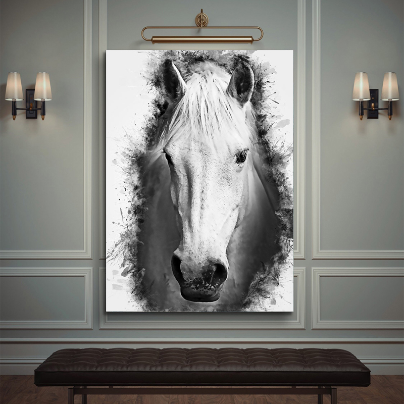 

Black White Wall Art Horse Head Canvas Painting Nordic Posters and Prints Abstract Wall Pictures for Living Room Home Decor