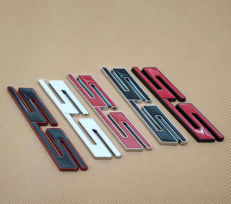 Autocollant d'emblème automatique de lettre SS en métal de style de voiture, autocollant d'insigne de garde-boue de couvercle de coffre