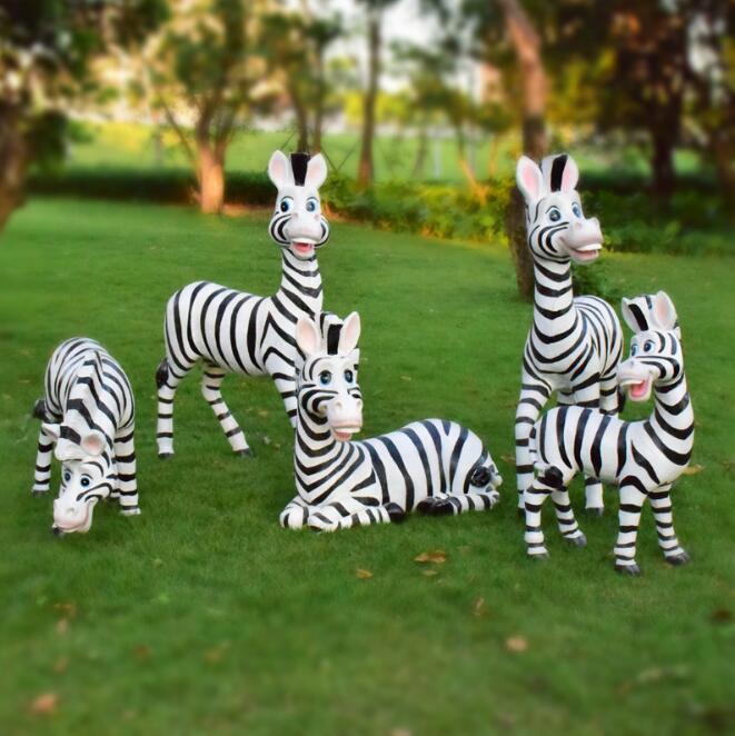 FRP Sculpture Cartoon Horse Garden Decorations Outdoor Villa Courtyard Kindergarten Landscape Decoration Simulated Animal Ornaments-image-494604541