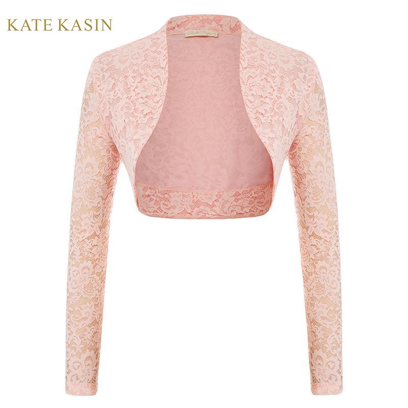 

Kate Kasin Lace Cropped Cardigan Women Long Sleeve Lace Shrug Bolero Open Front Crop Jacket Tops 2020 New Fashion Shrugs, Purple