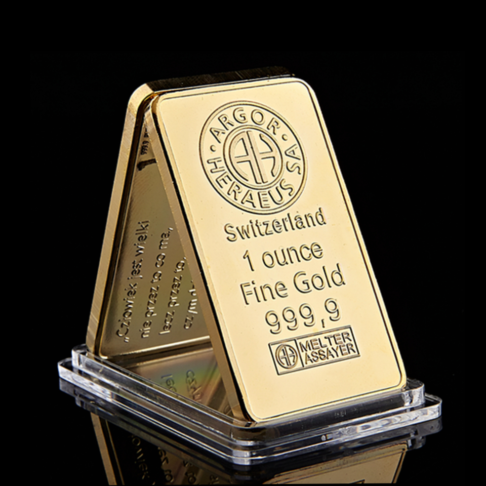 Swizerland 1oz Argor-Heraeus Sa Gold Plated Bar Home Decorations Crafts Business Gift Collectible-image-524666962