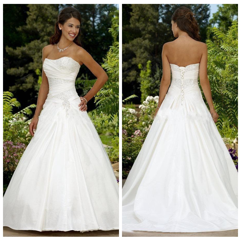 

2020 Vintage A-Line Wedding Dresses Satin Lace Up Back Bridal Gowns Retro Corset Vestidos De Mariage Plus Size Custom, Silver