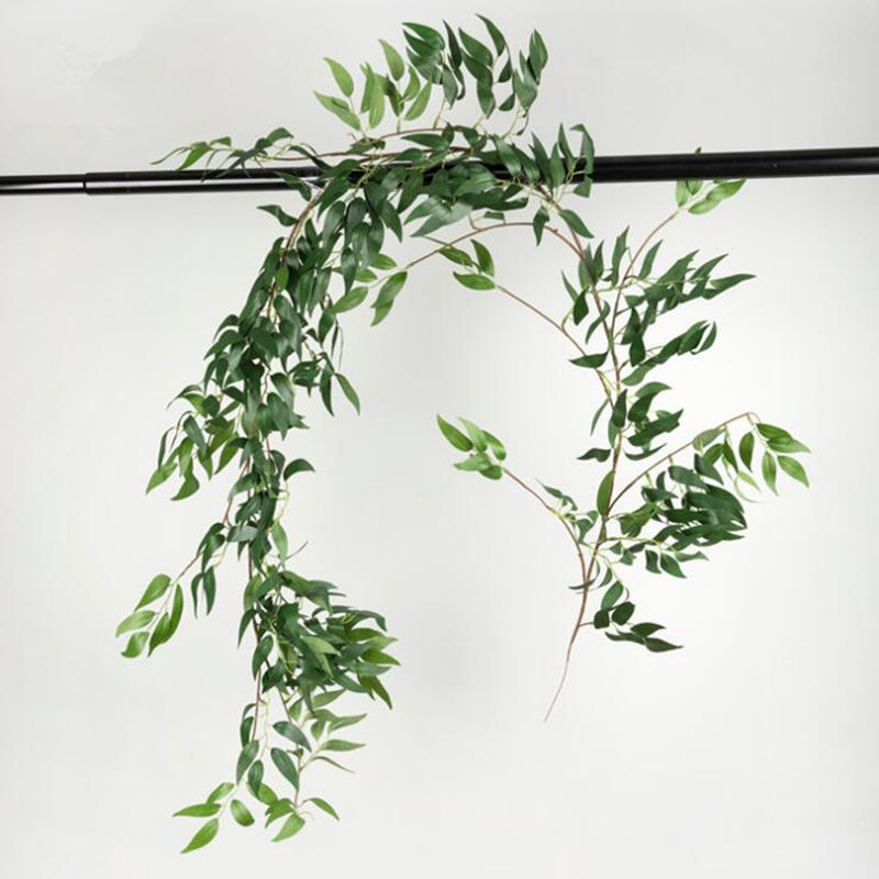 

Willow Rattans with dense fake leaves Home window pipe decoration green vine faux foliage garden wreath wedding decor