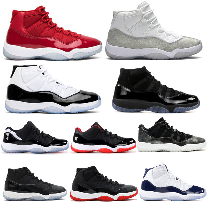 

Concord 11 11s Basketball Shoes White Metallic Silver Vast Grey Gym Red 72-10 Space Jam Mens Womens Designer Sport Trainer Sneakers With Box, Cap and gown