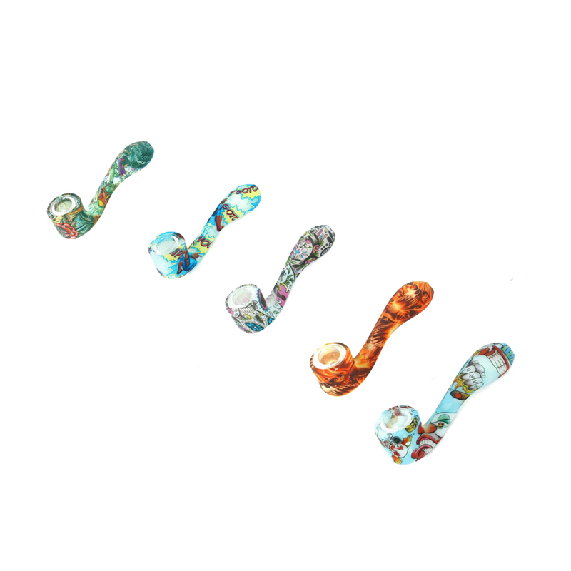 

Wholesale Tobacco Pipe 4.4 Inch Mini Sherlock Silicone Water Pipe Bong Glass Bowl Colorful Shisha Pipes 20 Pcs/lot