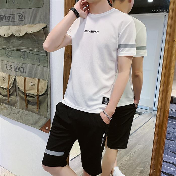 

Cool Short Sleeves T-shirt With Short Pants Casual Student Sport Suit For Young Men Summer Mens Sport Tracksuit Korean Slim, Yellow