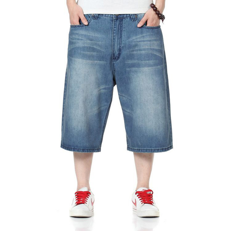 

30-46 Mens Loose Baggy Denim Shorts Jeans Hip Hop Half Pants Cargo SkateBoard Pant Oversize Plus Summer 6Colors