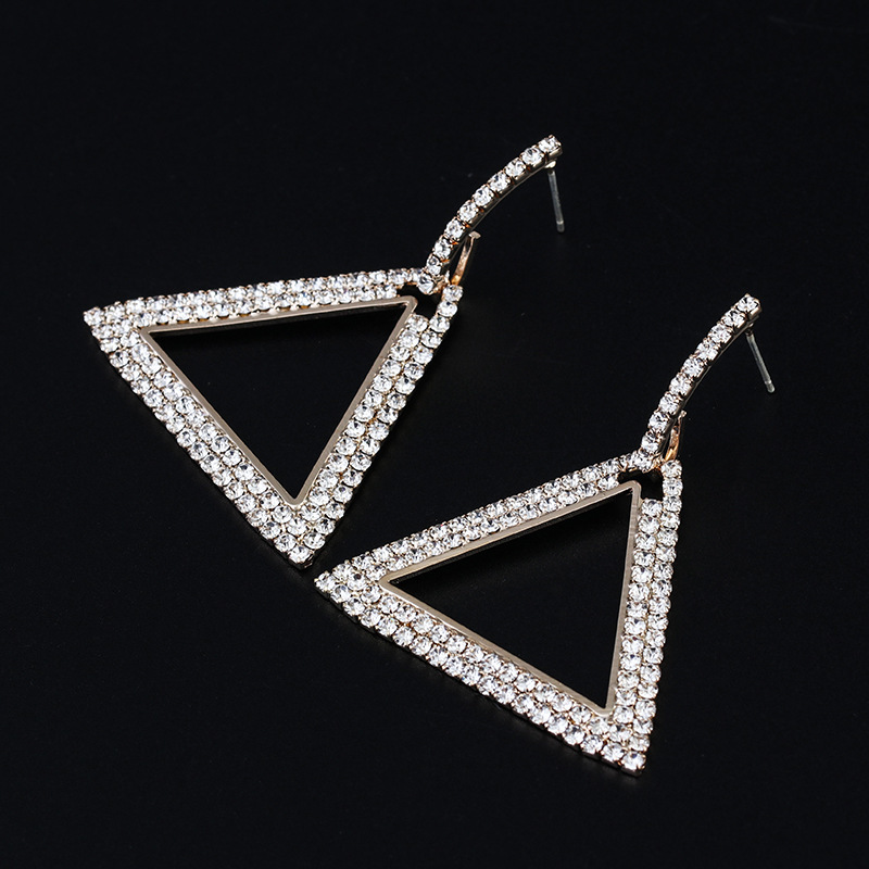 

Rhinestone Earring Originality Earrings Woman Diamond Geometry Triangle 925 Silver Needle Ear Nail